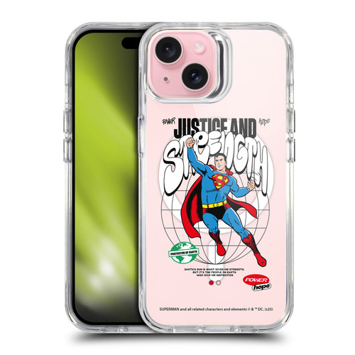 Superman DC Comics Logos and Comics Character Art SHOCKPROOF BUMPER CASE COMPATIBLE WITH Apple iPhone 15 & MAGSAFE