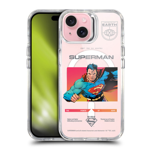 Superman DC Comics Logos and Comics Gradient SHOCKPROOF BUMPER CASE COMPATIBLE WITH Apple iPhone 15 & MAGSAFE