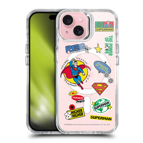 Superman DC Comics Logos and Comics Icons SHOCKPROOF BUMPER CASE COMPATIBLE WITH Apple iPhone 15 & MAGSAFE
