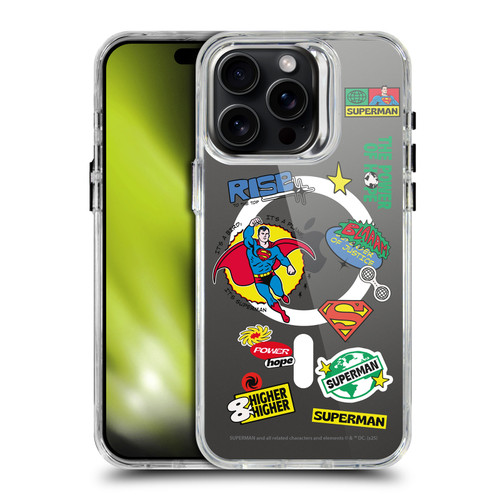 Superman DC Comics Logos and Comics Icons SHOCKPROOF BUMPER CASE COMPATIBLE WITH Apple iPhone 15 Pro Max & MAGSAFE