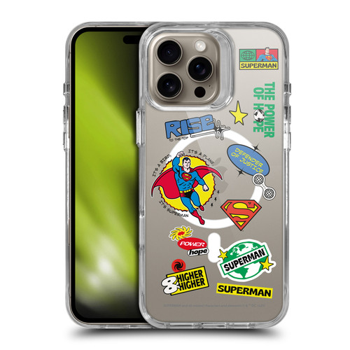 Superman DC Comics Logos and Comics Icons SHOCKPROOF BUMPER CASE COMPATIBLE WITH Apple iPhone 16 Pro Max & MAGSAFE