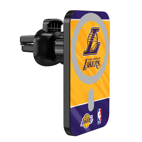NBA Los Angeles Lakers Horizontal Banner Magnetic Car Phone Mount with Wireless Charger - Black MagSafe iPhone and Android Qi Devices