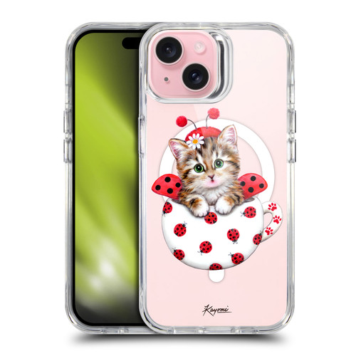 Kayomi Harai Animals Cup Kitty Ladybug SHOCKPROOF BUMPER CASE COMPATIBLE WITH Apple iPhone 15 & MAGSAFE