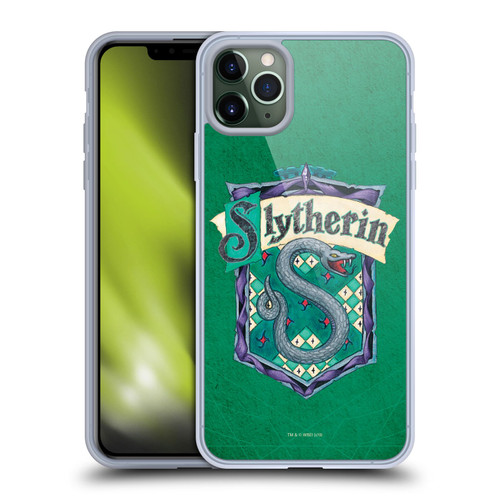 Harry Potter Sorcerer's Stone I Slytherin Crest Soft Gel Case for Apple iPhone 11 Pro Max & MagSafe