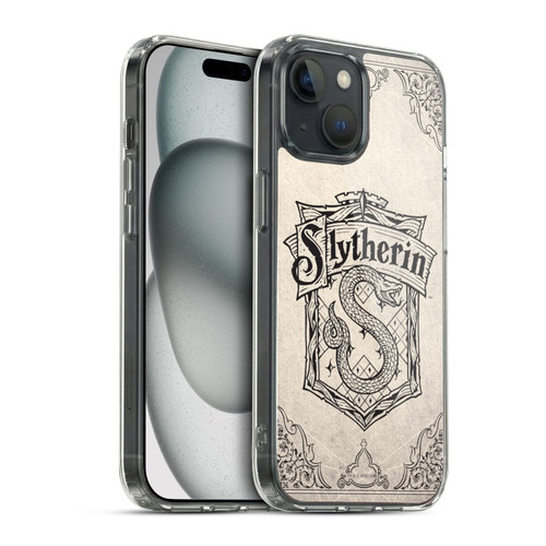 Harry Potter Sorcerer's Stone I Slytherin Parchment Soft Gel Case for Apple iPhone 15 & MagSafe