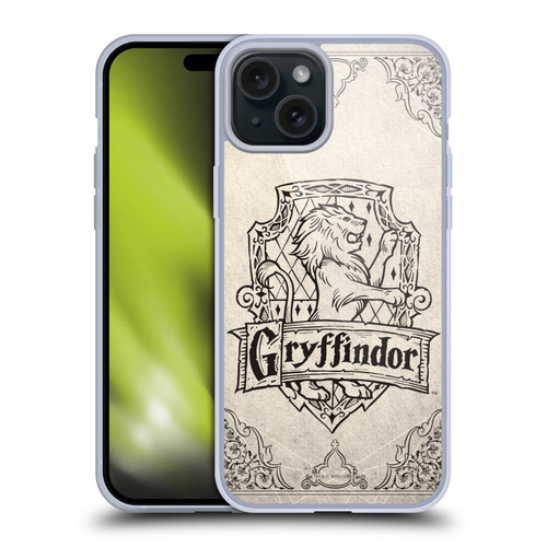 Harry Potter Sorcerer's Stone I Gryffindor Parchment Soft Gel Case for Apple iPhone 15 Plus & MagSafe