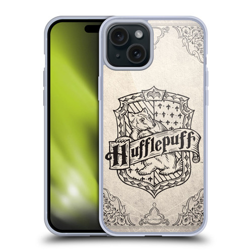 Harry Potter Sorcerer's Stone I Hufflepuff Parchment Soft Gel Case for Apple iPhone 15 Plus & MagSafe