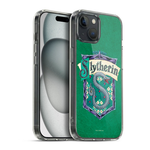 Harry Potter Sorcerer's Stone I Slytherin Crest Soft Gel Case for Apple iPhone 15 Plus & MagSafe
