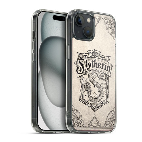 Harry Potter Sorcerer's Stone I Slytherin Parchment Soft Gel Case for Apple iPhone 15 Plus & MagSafe