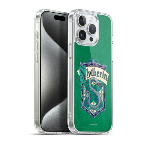 Harry Potter Sorcerer's Stone I Slytherin Crest Soft Gel Case for Apple iPhone 15 Pro Max & MagSafe