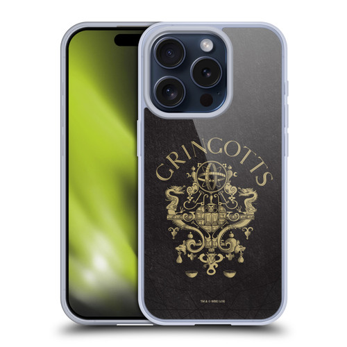 Harry Potter Sorcerer's Stone I Gringotts Crest Soft Gel Case for Apple iPhone 15 Pro & MagSafe