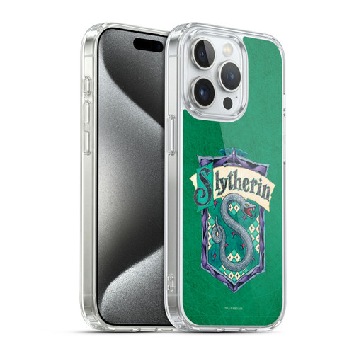 Harry Potter Sorcerer's Stone I Slytherin Crest Soft Gel Case for Apple iPhone 15 Pro & MagSafe