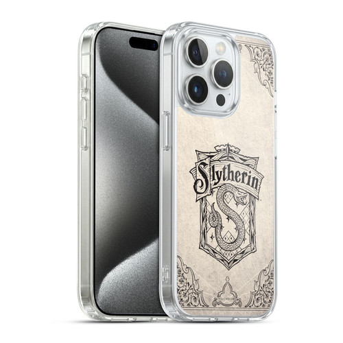 Harry Potter Sorcerer's Stone I Slytherin Parchment Soft Gel Case for Apple iPhone 15 Pro & MagSafe