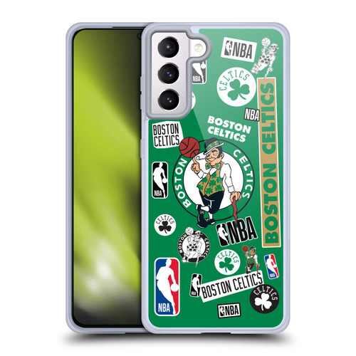NBA Boston Celtics Sticker Collage Soft Gel Case for Samsung Galaxy S21+ 5G & MagSafe