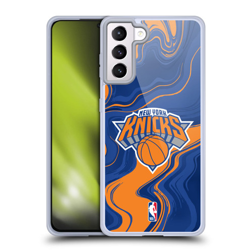 NBA New York Knicks Marble Agates Soft Gel Case for Samsung Galaxy S21+ 5G & MagSafe