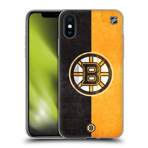 NHL Boston Bruins Half Distressed Soft Gel Case for Apple iPhone X / iPhone XS & MagSafe