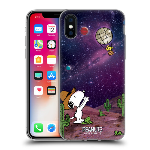 Peanuts Snoopy Space Cowboy Nebula Balloon Woodstock Soft Gel Case for Apple iPhone X / iPhone XS & MagSafe