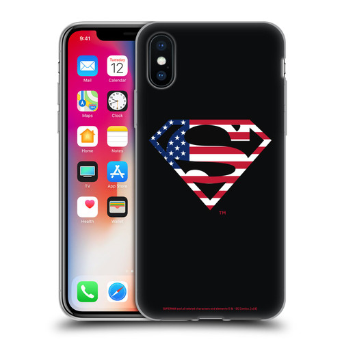 Superman DC Comics Logos U.S. Flag 2 Soft Gel Case for Apple iPhone X / iPhone XS & MagSafe