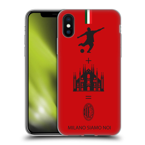 AC Milan Crest Patterns Red Soft Gel Case for Apple iPhone X / iPhone XS & MagSafe