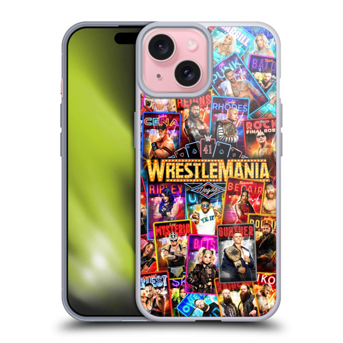 WWE Wrestlemania 41 Key Art Poster Soft Gel Case for Apple iPhone 15 & MagSafe