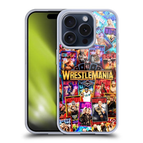 WWE Wrestlemania 41 Key Art Poster Soft Gel Case for Apple iPhone 15 Pro & MagSafe