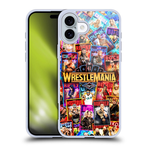 WWE Wrestlemania 41 Key Art Poster Soft Gel Case for Apple iPhone 16 Plus & MagSafe