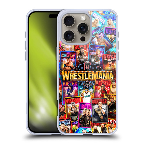 WWE Wrestlemania 41 Key Art Poster Soft Gel Case for Apple iPhone 16 Pro Max & MagSafe