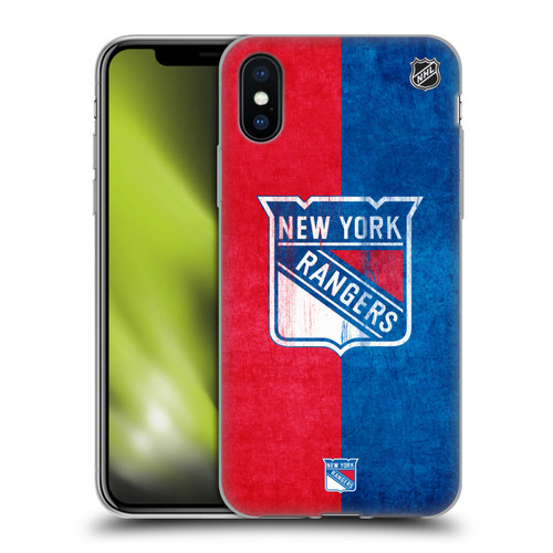 NHL New York Rangers Half Distressed Soft Gel Case for Apple iPhone X / iPhone XS & MagSafe
