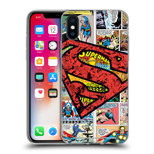 Superman DC Comics Comicbook Art Oversized Logo Soft Gel Case for Apple iPhone X / iPhone XS & MagSafe