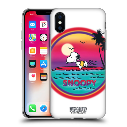 Peanuts Snoopy Boardwalk Airbrush Beach Surf Soft Gel Case for Apple iPhone X / iPhone XS & MagSafe