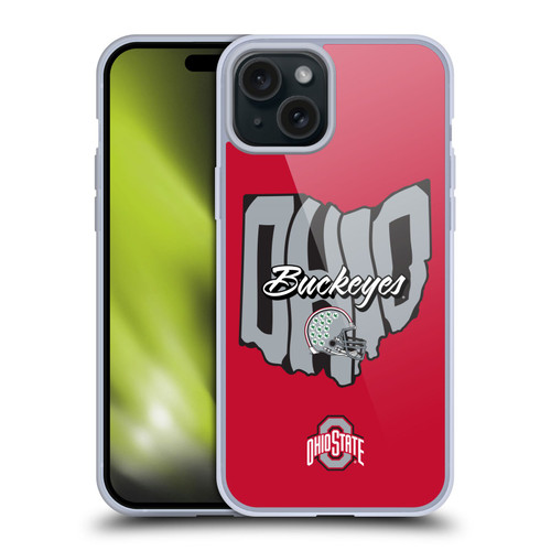 Ohio State University Football Graphics Map Soft Gel Case for Apple iPhone 15 Plus & MagSafe