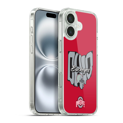 Ohio State University Football Graphics Map Soft Gel Case for Apple iPhone 16 Plus & MagSafe