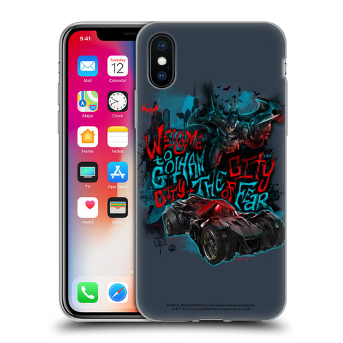 Batman Arkham Knight Graphics Welcome To Gotham Soft Gel Case for Apple iPhone X / iPhone XS & MagSafe
