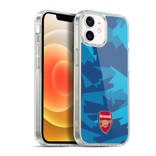 Arsenal FC Crest and Gunners Logo Geometric Blue Soft Gel Case for Apple iPhone 12 / iPhone 12 Pro & MagSafe