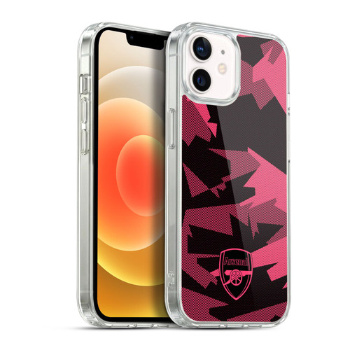 Arsenal FC Crest and Gunners Logo Geometric Pink Soft Gel Case for Apple iPhone 12 / iPhone 12 Pro & MagSafe