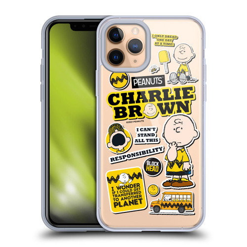 Peanuts Trends Charlie Brown Sticker Print Soft Gel Case for Apple iPhone 11 Pro & MagSafe