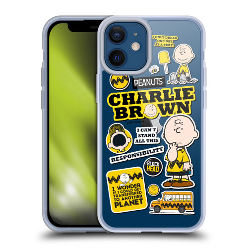 Peanuts Trends Charlie Brown Sticker Print Soft Gel Case for Apple iPhone 12 Mini & MagSafe