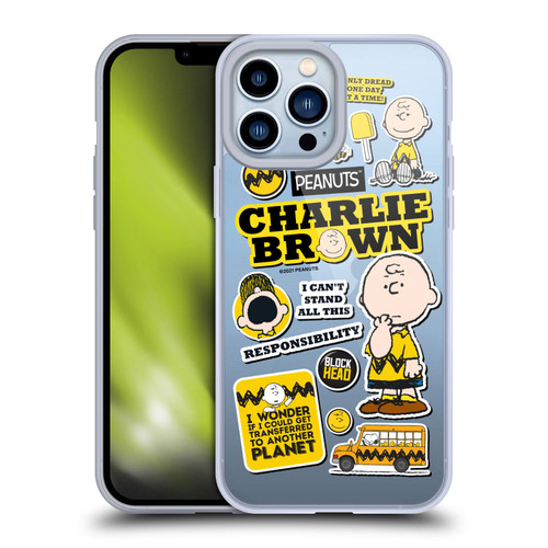 Peanuts Trends Charlie Brown Sticker Print Soft Gel Case for Apple iPhone 13 Pro Max & MagSafe