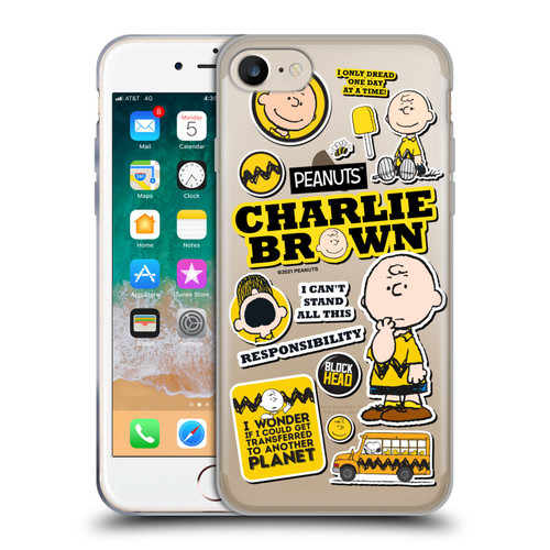 Peanuts Trends Charlie Brown Sticker Print Soft Gel Case for Apple iPhone 7 / 8 / SE 2020 & 2022 & MagSafe