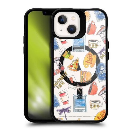 Gilmore Girls Character Icons Cartoon Pattern BLACK SHOCKPROOF BUMPER CASE COMPATIBLE WITH Apple iPhone 13 & MAGSAFE