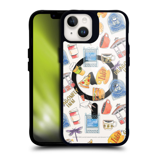 Gilmore Girls Character Icons Cartoon Pattern BLACK SHOCKPROOF BUMPER CASE COMPATIBLE WITH Apple iPhone 14 Plus & MAGSAFE