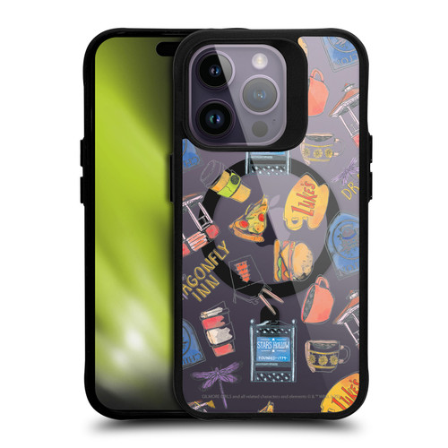 Gilmore Girls Character Icons Cartoon Pattern BLACK SHOCKPROOF BUMPER CASE COMPATIBLE WITH Apple iPhone 14 Pro & MAGSAFE
