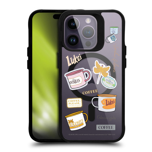 Gilmore Girls Character Icons Coffee BLACK SHOCKPROOF BUMPER CASE COMPATIBLE WITH Apple iPhone 14 Pro & MAGSAFE