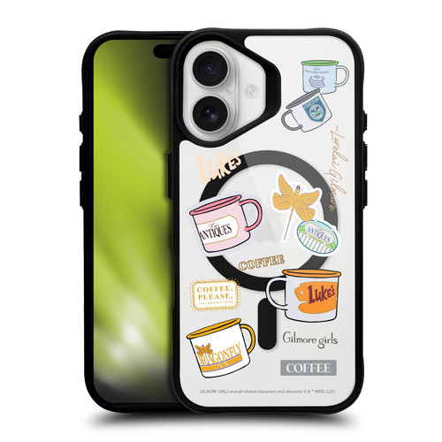 Gilmore Girls Character Icons Coffee BLACK SHOCKPROOF BUMPER CASE COMPATIBLE WITH Apple iPhone 16 & MAGSAFE