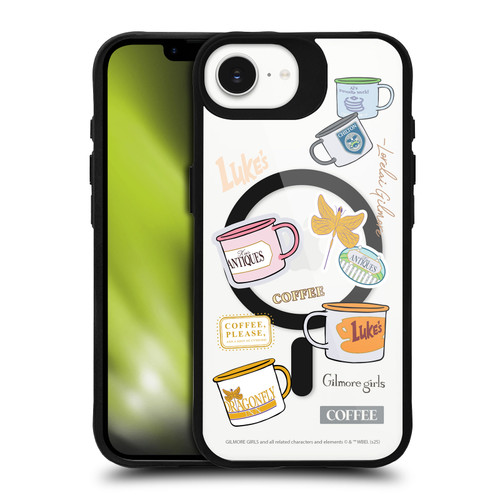 Gilmore Girls Character Icons Coffee BLACK SHOCKPROOF BUMPER CASE COMPATIBLE WITH Apple iPhone 16e & MAGSAFE