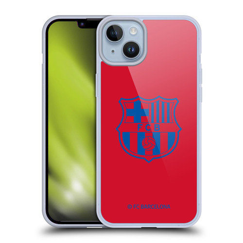 FC Barcelona Crest Patterns Red Soft Gel Case for Apple iPhone 14 Plus & MagSafe