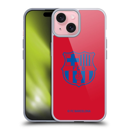 FC Barcelona Crest Patterns Red Soft Gel Case for Apple iPhone 15 & MagSafe
