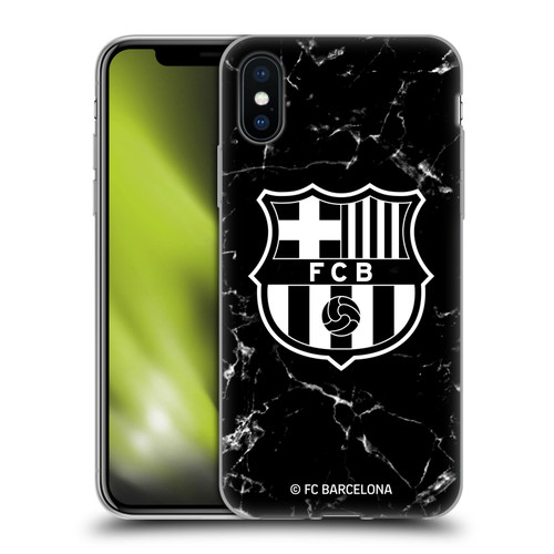 FC Barcelona Crest Patterns Black Marble Soft Gel Case for Apple iPhone X / iPhone XS & MagSafe