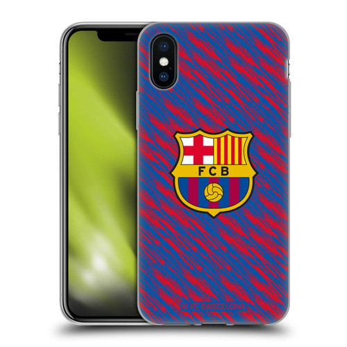 FC Barcelona Crest Patterns Glitch Soft Gel Case for Apple iPhone X / iPhone XS & MagSafe