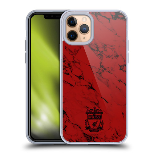 Liverpool Football Club Crest & Liverbird Patterns 1 Red Marble Soft Gel Case for Apple iPhone 11 Pro & MagSafe